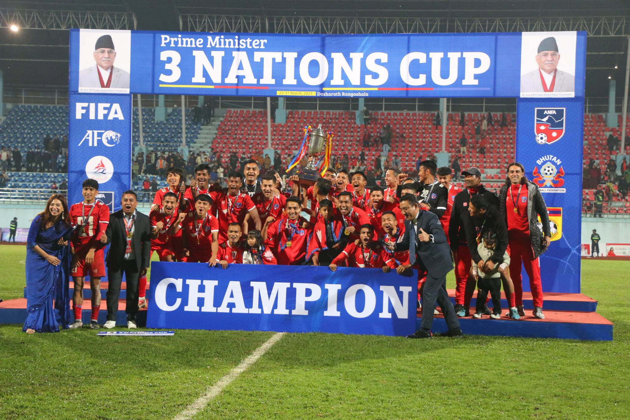 लाओसलाई २–१ ले हराउँदै नेपालले प्रधानमन्त्री त्रिदेशीय कपको उपाधि हासिल