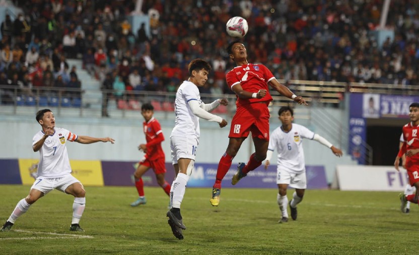 नेपालले पहिलो हाफमा लाओस्बीविरुद्ध  १-० गोलको अग्रता बनाए