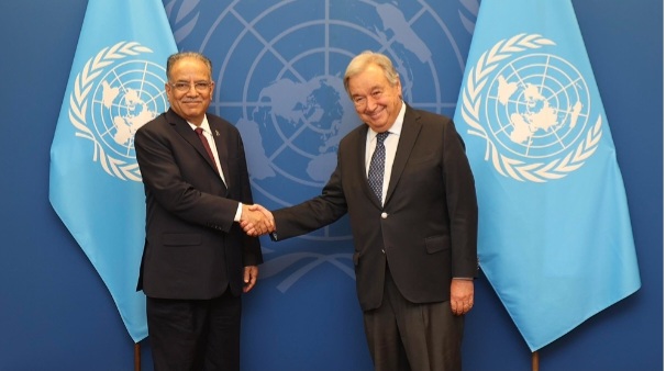 प्रधानमन्त्री प्रचण्ड र संयुक्त राष्ट्र संघका महासचिव गुटेरेसबीच भेटवार्ता